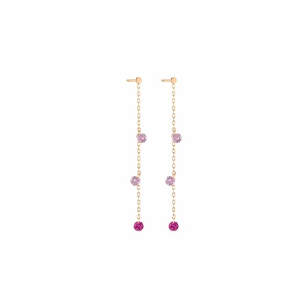 LA BRUNE & LA BLONDE CONFETTI Pink drop earrings, rose gold, rubies and 0.80ct pink sapphires