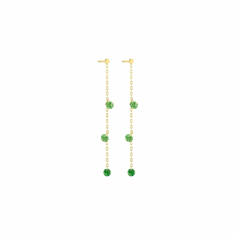 Boucles d'oreilles pendantes La Brune & La Blonde CONFETTI Vert en or jaune et tsavorites de 0.80ct