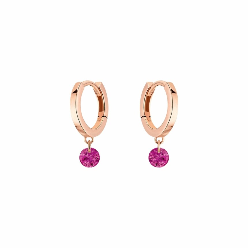 LA BRUNE & LA BLONDE CONFETTI creole earrings, rose gold and 0.30ct rubies