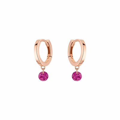 LA BRUNE & LA BLONDE CONFETTI creole earrings, rose gold and 0.30ct rubies