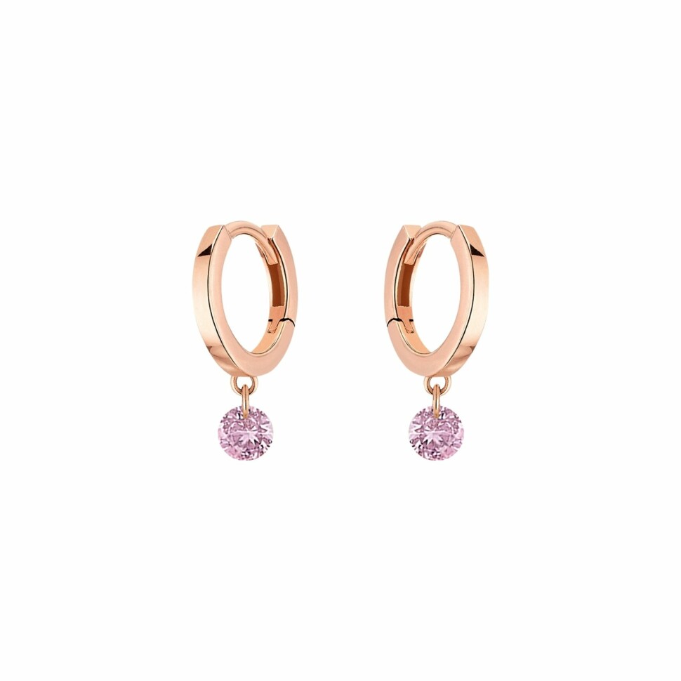LA BRUNE & LA BLONDE CONFETTI creole earrings, rose gold and 0.25ct pink sapphire