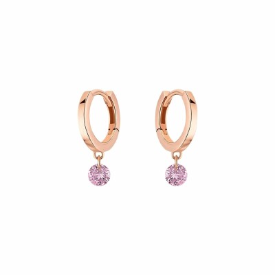 LA BRUNE & LA BLONDE CONFETTI creole earrings, rose gold and 0.25ct pink sapphire