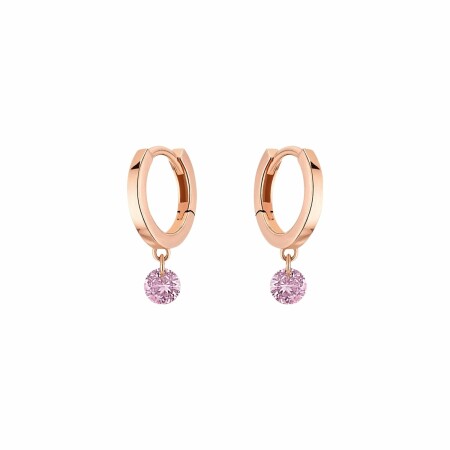 LA BRUNE & LA BLONDE CONFETTI creole earrings, rose gold and 0.25ct pink sapphire