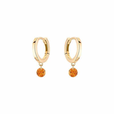 LA BRUNE & LA BLONDE CONFETTI creole earrings, yellow gold and 0.30ct orange sapphire