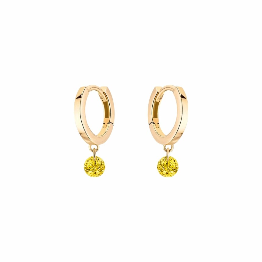 LA BRUNE & LA BLONDE CONFETTI creole earrings, yellow gold and 0.30ct yellow sapphire