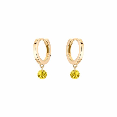 LA BRUNE & LA BLONDE CONFETTI creole earrings, yellow gold and 0.30ct yellow sapphire