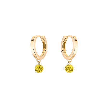 LA BRUNE & LA BLONDE CONFETTI creole earrings, yellow gold and 0.30ct yellow sapphire