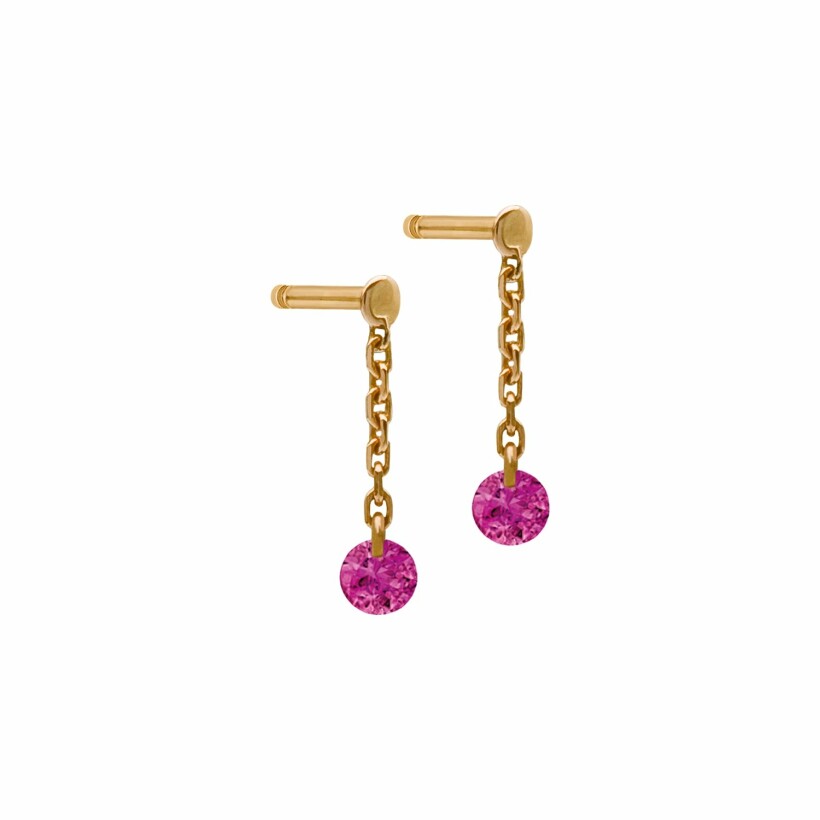 Boucles d'oreilles pendantes La Brune & La Blonde CONFETTI en or rose et rubis de 0.30ct