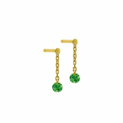 LA BRUNE & LA BLONDE CONFETTI drop earrings, yellow gold and 0.25ct tsavorite