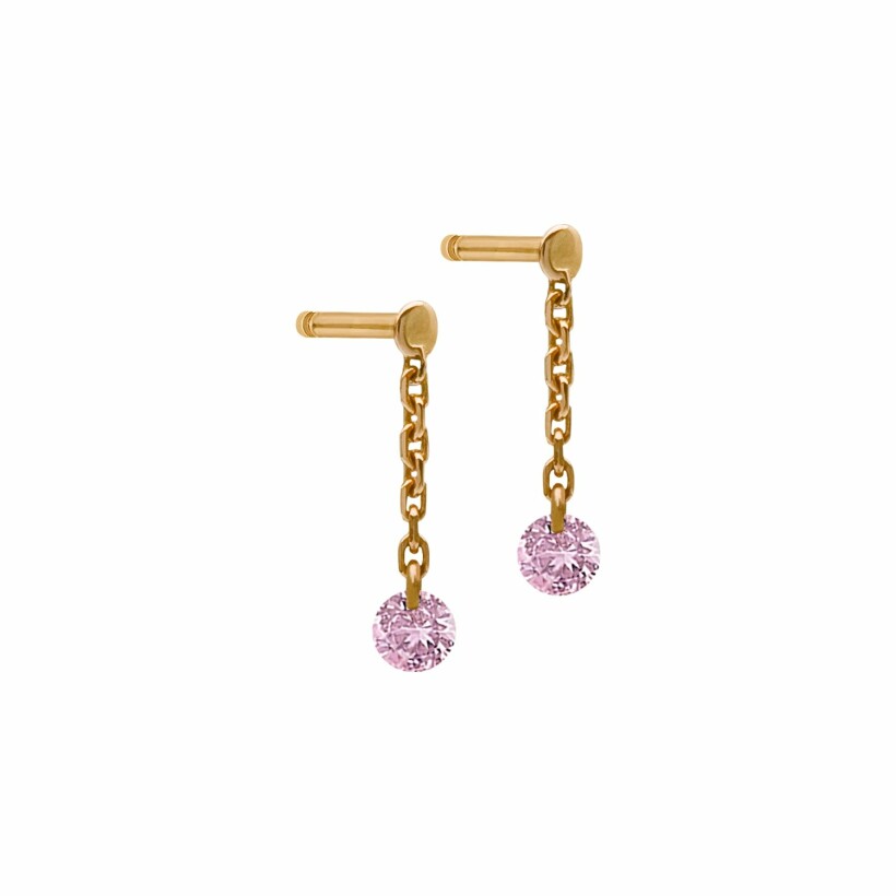 Boucles d'oreilles pendantes La Brune & La Blonde CONFETTI en or rose et saphir rose de 0.25ct