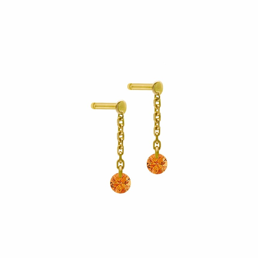 Boucles d'oreilles pendantes La Brune & La Blonde CONFETTI en or jaune et saphir orange de 0.30ct