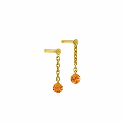 LA BRUNE & LA BLONDE CONFETTI drop earrings, yellow gold and 0.30ct orange sapphire