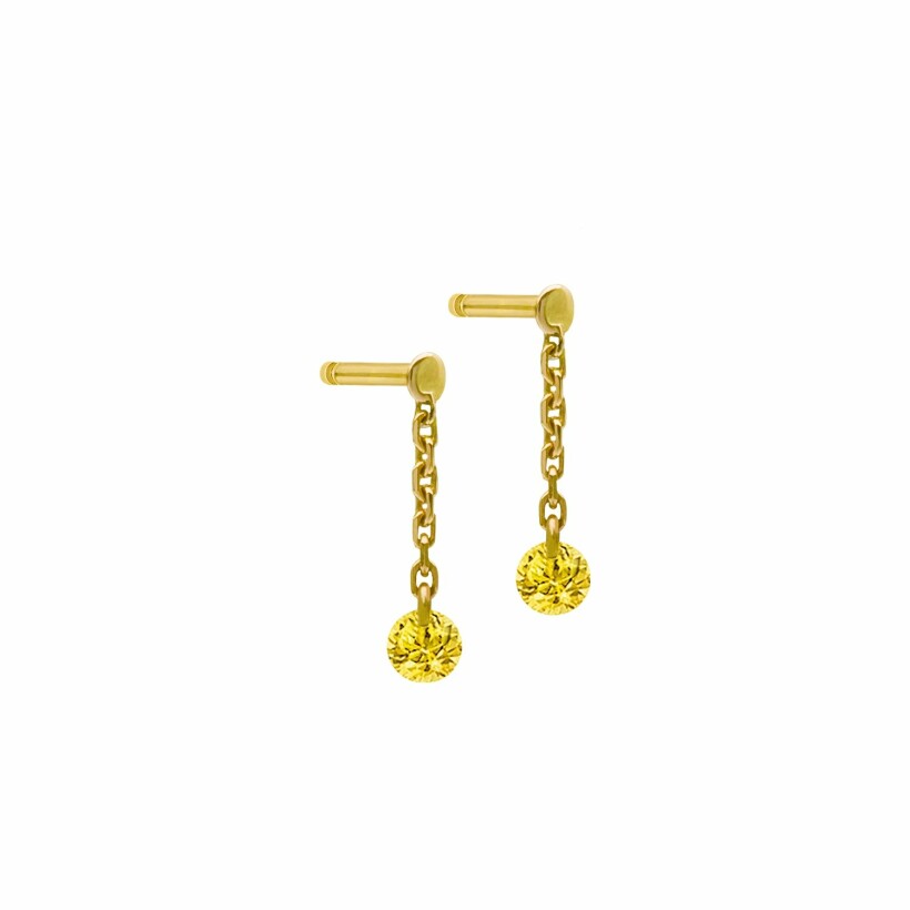 Boucles d'oreilles pendantes La Brune & La Blonde CONFETTI en or jaune et saphir jaune de 0.30ct