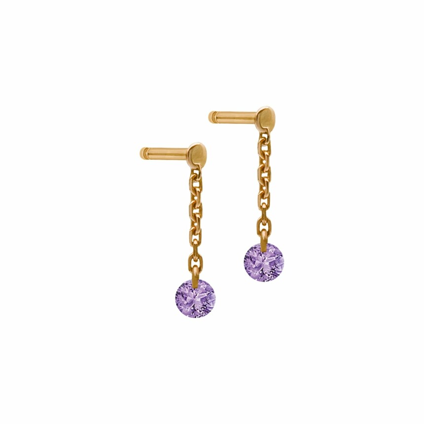 LA BRUNE & LA BLONDE CONFETTI drop earrings, rose gold and 0.20ct amethyst