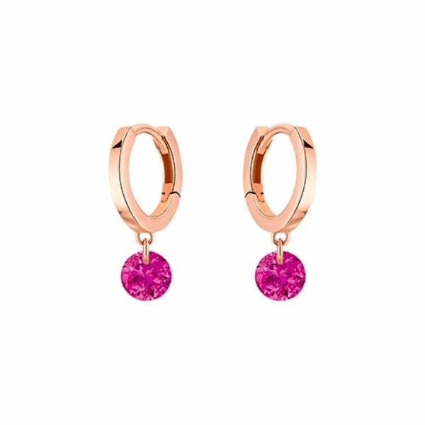 Boucles d'oreilles créoles La Brune & La Blonde Confetti en or rose et rubis 0.30ct