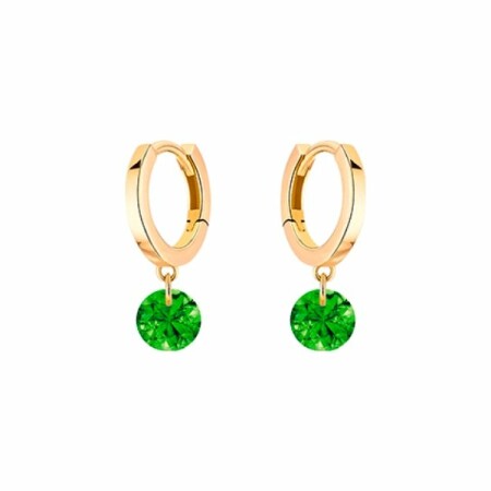 Boucles d'oreilles créoles La Brune & La Blonde Confetti en or jaune et tsavorites 0.25ct