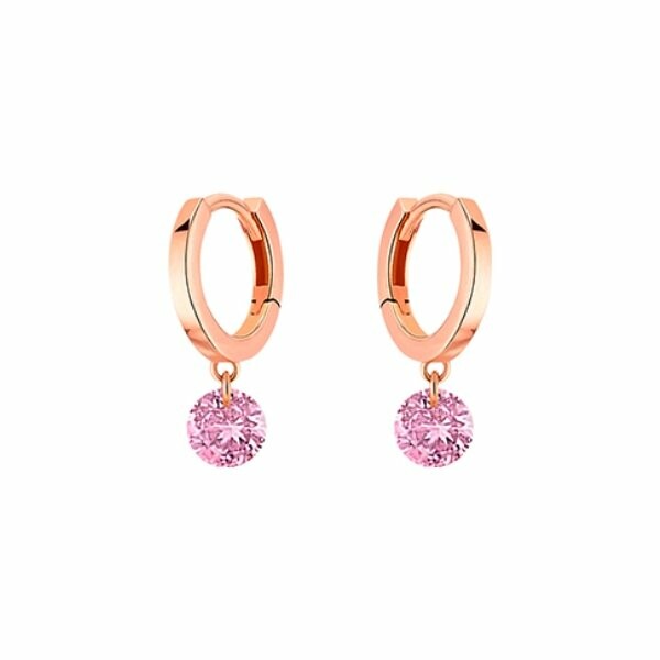 Boucles d'oreilles créoles La Brune & La Blonde Confetti en or rose et saphirs roses 0.30ct