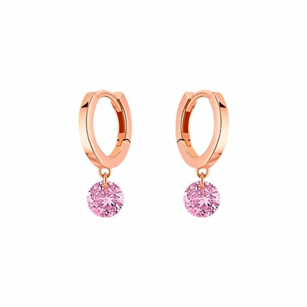 La Brune & La Blonde Confetti creole earrings, rose gold and 0.30ct pink sapphires