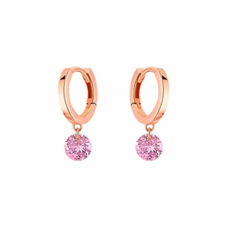 Boucles d'oreilles créoles La Brune & La Blonde Confetti en or rose et saphirs roses 0.30ct