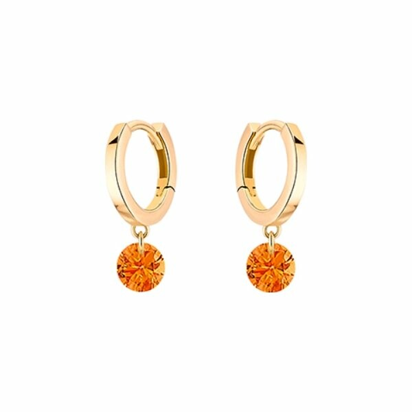 La Brune & La Blonde Confetti creole earrings, yellow gold and 0.30ct orange sapphires