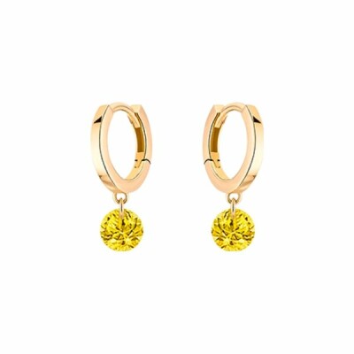 La Brune & La Blonde CONFETTI hoepeloorbellen, geelgoud en 0,30 ct gele saffieren