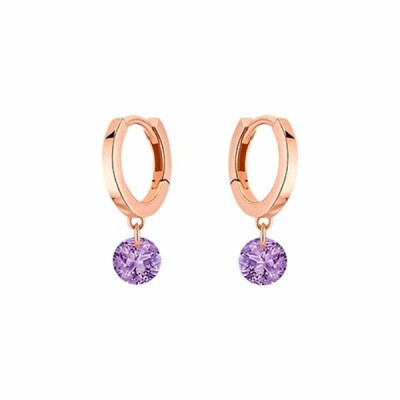 La Brune & La Blonde CONFETTI hoepeloorbellen, roségoud en 0,25 ct amethisten