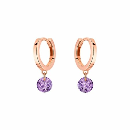 Boucles d'oreilles créoles La Brune & La Blonde Confetti en or rose et amethystes 0.25ct