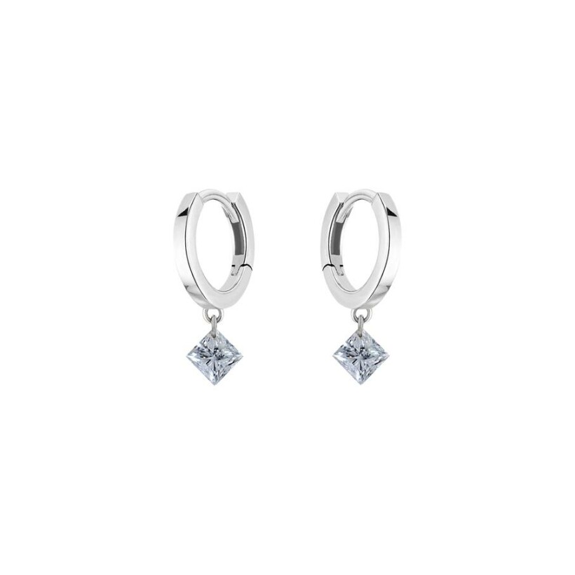 La Brune & La Blonde 360° creole earrings, white gold and 0.40ct princess diamonds