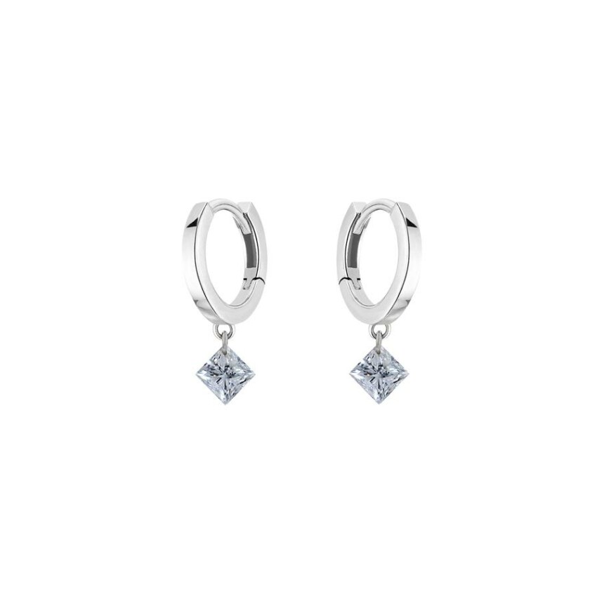 Boucles d'oreilles créoles La Brune & La Blonde 360° en or blanc et diamants princesse de 0.40ct
