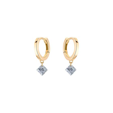 Boucles d'oreilles créoles La Brune & La Blonde 360° en or jaune et diamants princesse de 0.40ct