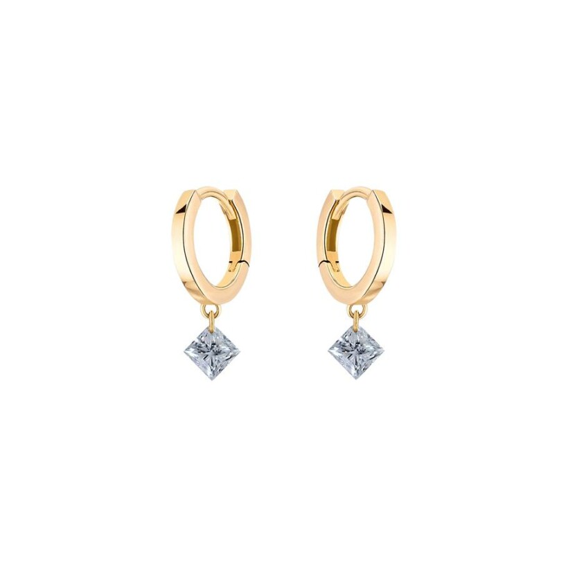 Boucles d'oreilles créoles La Brune & La Blonde 360° en or jaune et diamants princesse de 0.40ct