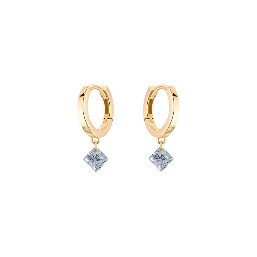 Boucles d'oreilles créoles La Brune & La Blonde 360° en or jaune et diamants princesse de 0.40ct