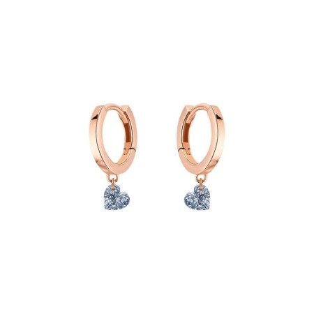 Boucles d'oreilles créoles La Brune & La Blonde 360° en or rose et diamants cœur de 0.30ct