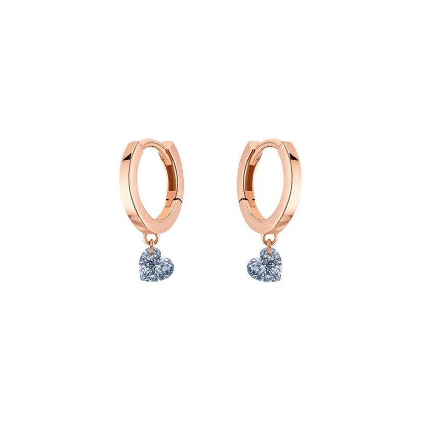 Boucles d'oreilles créoles La Brune & La Blonde 360° en or rose et diamants cœur de 0.30ct