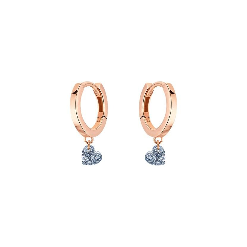 Boucles d'oreilles créoles La Brune & La Blonde 360° en or rose et diamants cœur de 0.30ct
