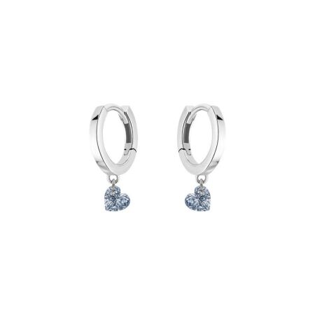 Boucles d'oreilles créoles La Brune & La Blonde 360° en or blanc et diamants cœur de 0.30ct