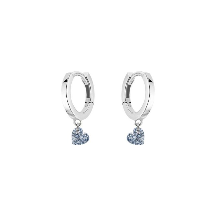 Boucles d'oreilles créoles La Brune & La Blonde 360° en or blanc et diamants cœur de 0.30ct