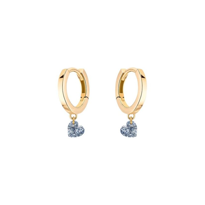 Boucles d'oreilles créoles La Brune & La Blonde 360° en or jaune et diamants cœur de 0.30ct