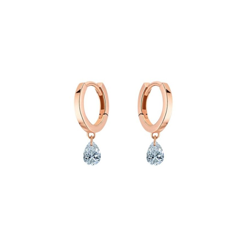Boucles d'oreilles créoles La Brune & La Blonde 360° en or rose et diamants poire de 0.40ct