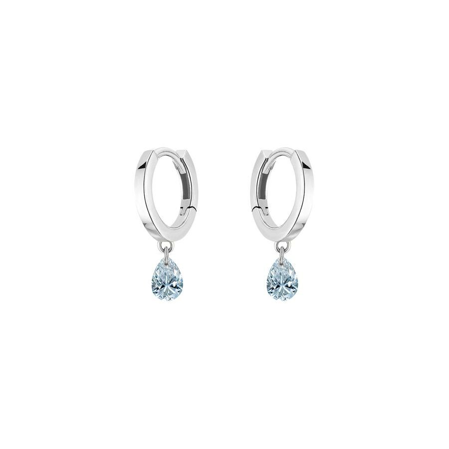 Boucles d'oreilles créoles La Brune & La Blonde 360° en or blanc et diamants poire de 0.40ct