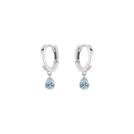 Boucles d'oreilles créoles La Brune & La Blonde 360° en or blanc et diamants poire de 0.40ct