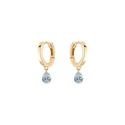 Boucles d'oreilles créoles La Brune & La Blonde 360° en or jaune et diamants poire de 0.40ct