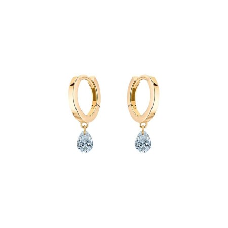 Boucles d'oreilles créoles La Brune & La Blonde 360° en or jaune et diamants poire de 0.40ct