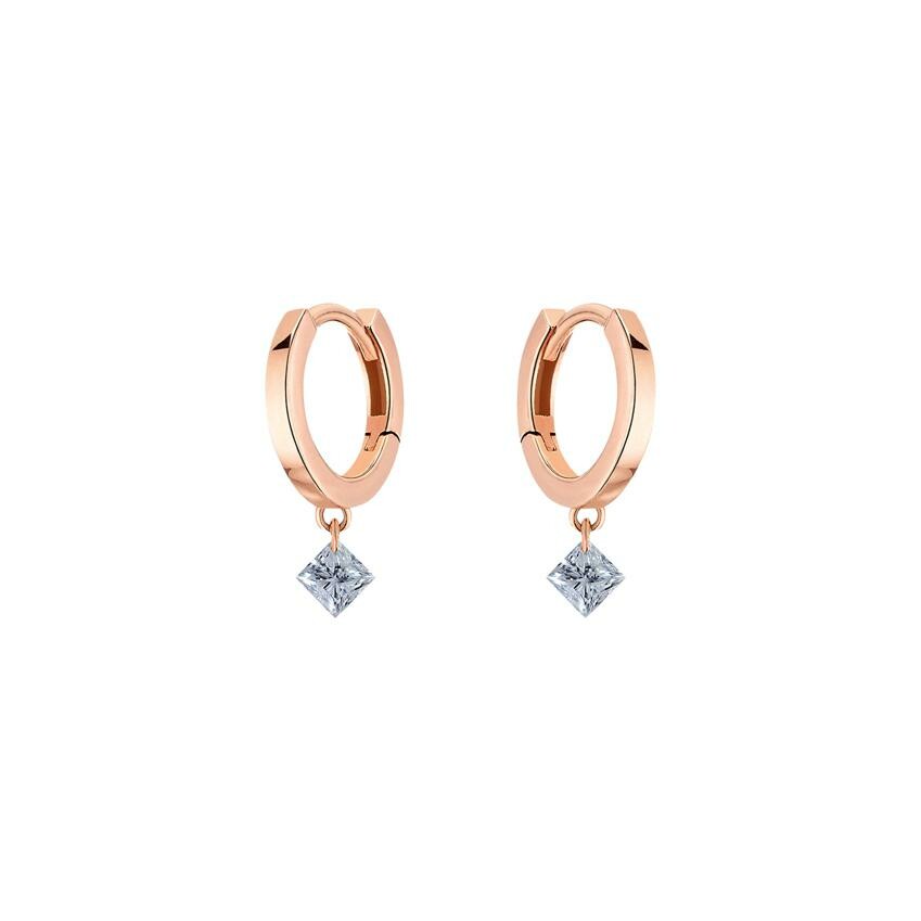 La Brune & La Blonde 360° creole earrings, rose gold and 0.20ct princess diamonds