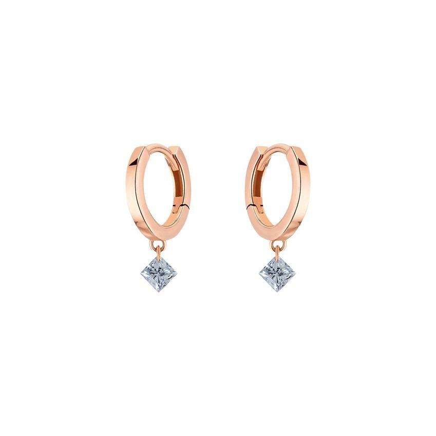 Boucles d'oreilles créoles La Brune & La Blonde 360° en or rose et diamants princesse de 0.20ct