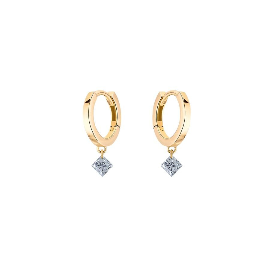 Boucles d'oreilles créoles La Brune & La Blonde 360° en or jaune et diamants princesse de 0.20ct