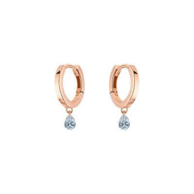 Boucles d'oreilles créoles La Brune & La Blonde 360° en or rose et diamants poire de 0.20ct