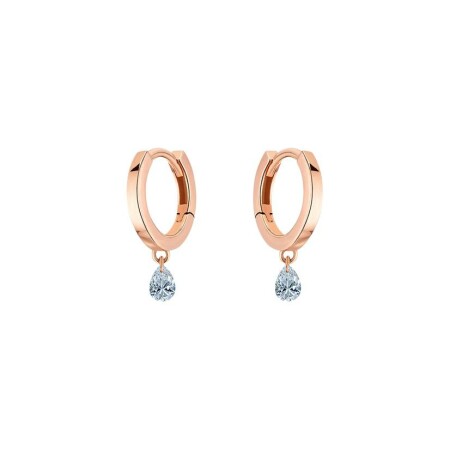 Boucles d'oreilles créoles La Brune & La Blonde 360° en or rose et diamants poire de 0.20ct