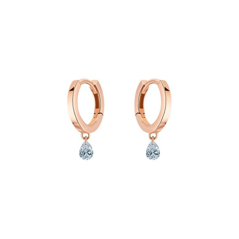 Boucles d'oreilles créoles La Brune & La Blonde 360° en or rose et diamants poire de 0.20ct