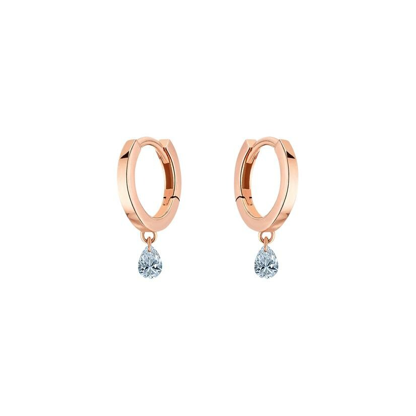Boucles d'oreilles créoles La Brune & La Blonde 360° en or rose et diamants poire de 0.20ct